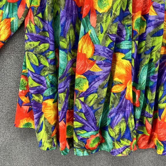 Vintage Sirena Top Plus Small Floral Blouse cover up Relaxed Tropical Hawaii Ope - Picture 6 of 16
